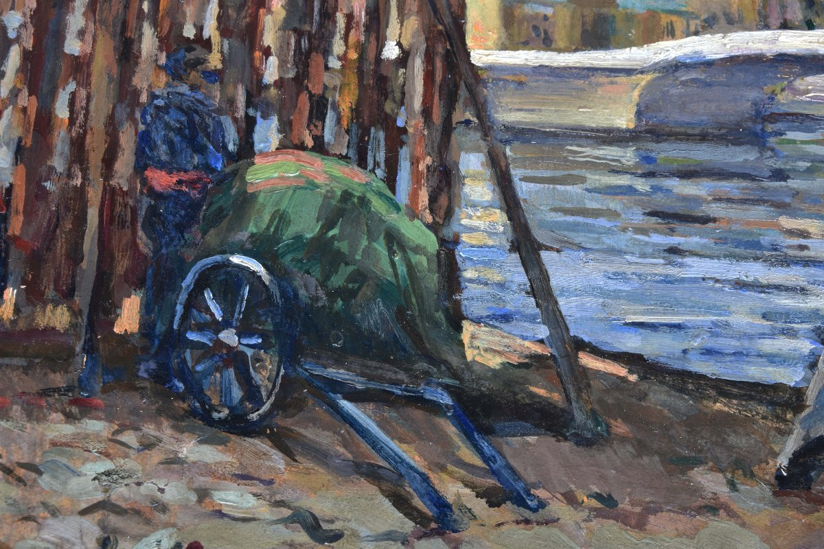 Ferdinand Olivier "martigues" Oil On Cardboard 38x46-photo-2